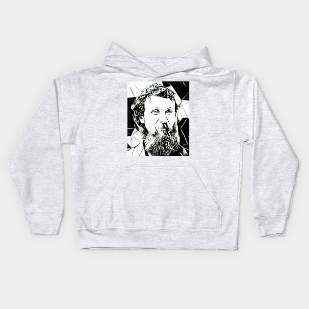 John Muir Black and White Portrait | John Muir Artwork 4 Kids Hoodie by JustLit